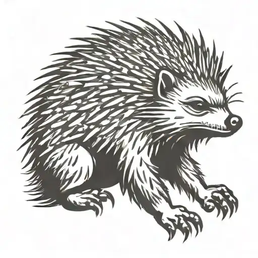 mean porcupine tattoo design idea