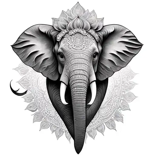 lotus elephant mandala tattoo design idea