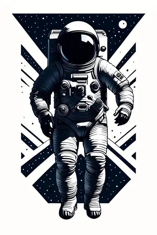 astronaut floating in space tattoo design idea
