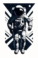 astronaut floating in space tattoo design idea