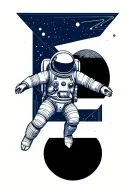 astronaut floating in space tattoo design idea