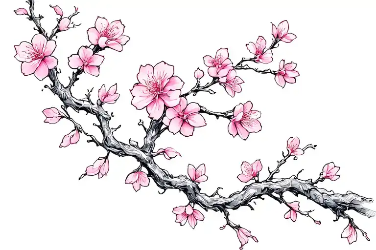 cherry blossom vine wrapping tattoo design idea