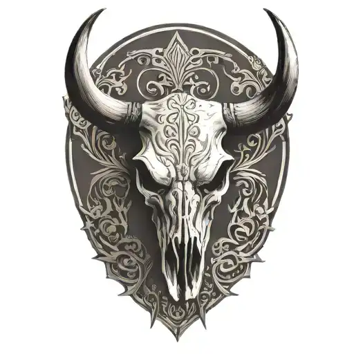 longhorn bull skull tattoo design idea
