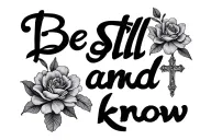 "Be still and know" small cross tattoo design idea