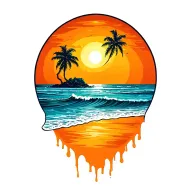 Costa Rica beach sunset scene with wave wash tapering off at bottom of tattoo tattoo design idea