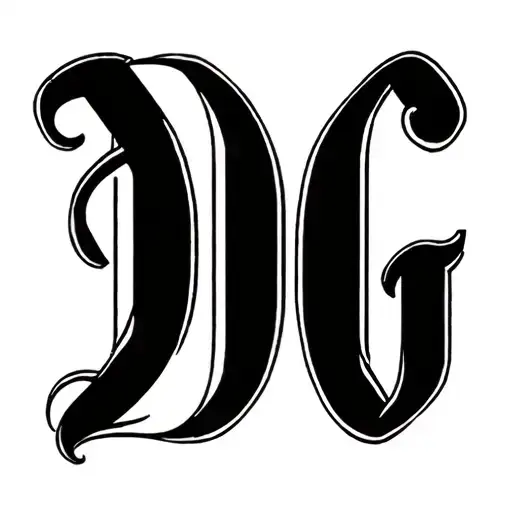 The letters DG in an oldschool gothic type tattoo font tattoo design idea