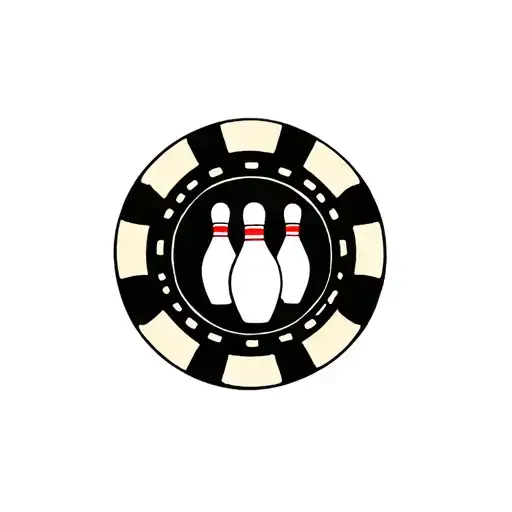 poker chip, bowling pins in the center tattoo design idea