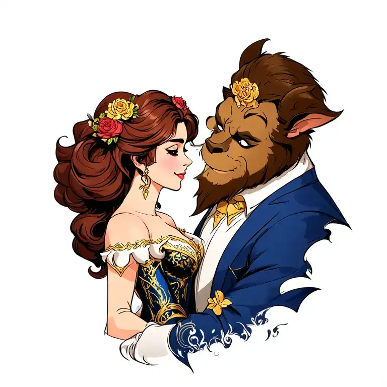 beauty and the beast tattoo design idea