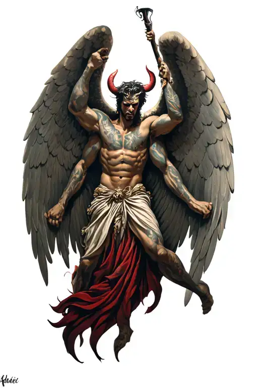 archangel michael killing lucifer tattoo design idea