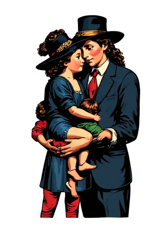 parents holding children tattoo design idea