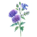 Carnation And Larkspur aster and violet flower intertwined tattoo design idea