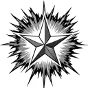 8 point star with lightening strikes in the back tattoo design idea