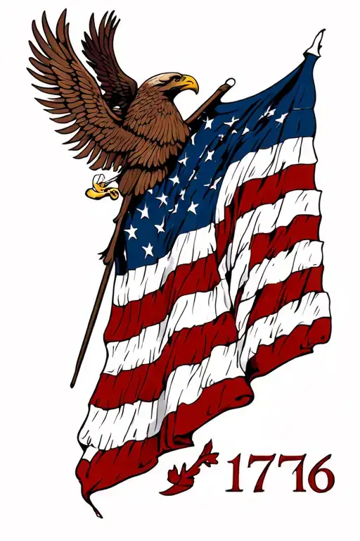 1776 we the people American flag tattoo design idea