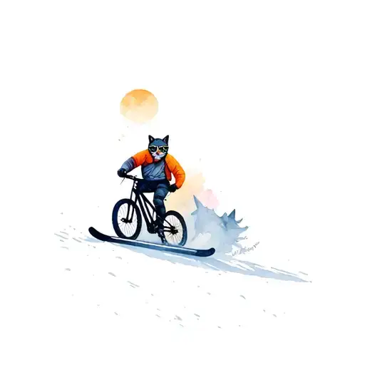 cats mountain biking and snowboarding  tattoo design idea
