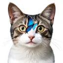 cat with butterfly on his nose mixed with semicolon  tattoo design idea