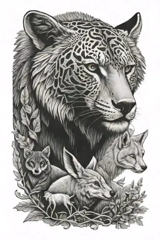 North American wildlife animals tattoo design idea