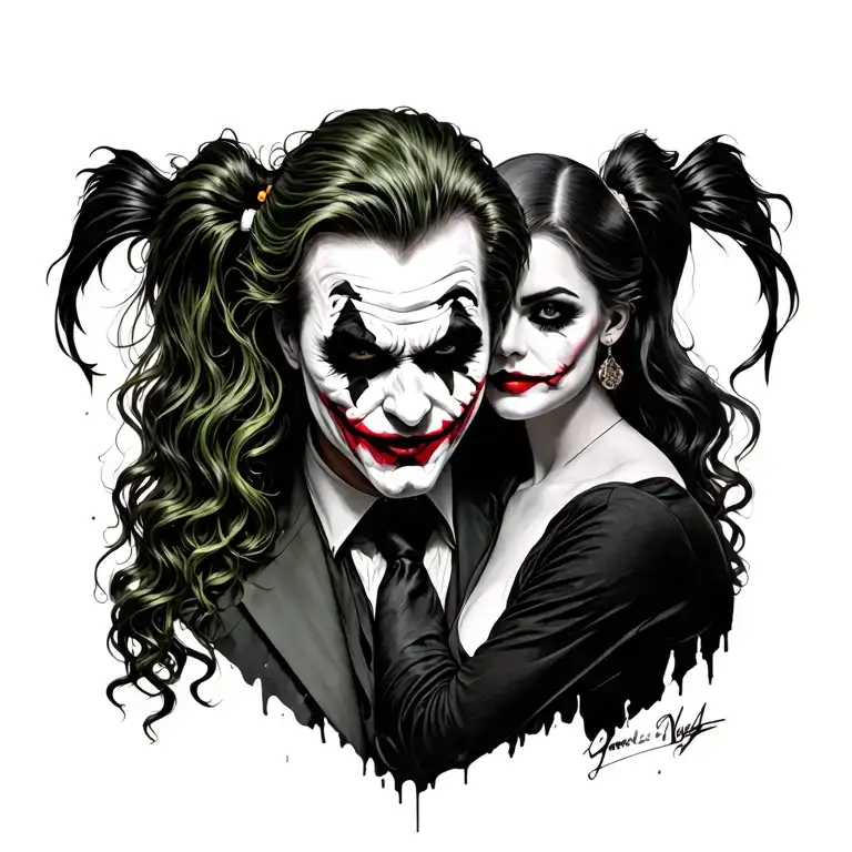 Joker from The Dark Knight and Harley Quinn tattoo design idea