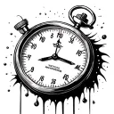 old stopwatch with one side exoloding and numbers falling tattoo design idea