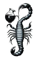 Aquarius with jug pouring constelation avec le scorpion tattoo design idea