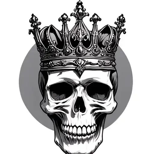 skull wearing a crown tattoo design idea