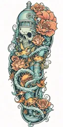 underwater sleeve tattoo design idea