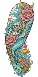 underwater sleeve tattoo design idea