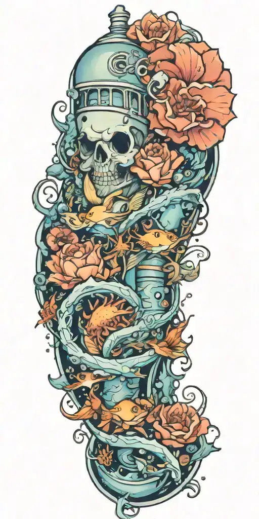 underwater sleeve tattoo design idea
