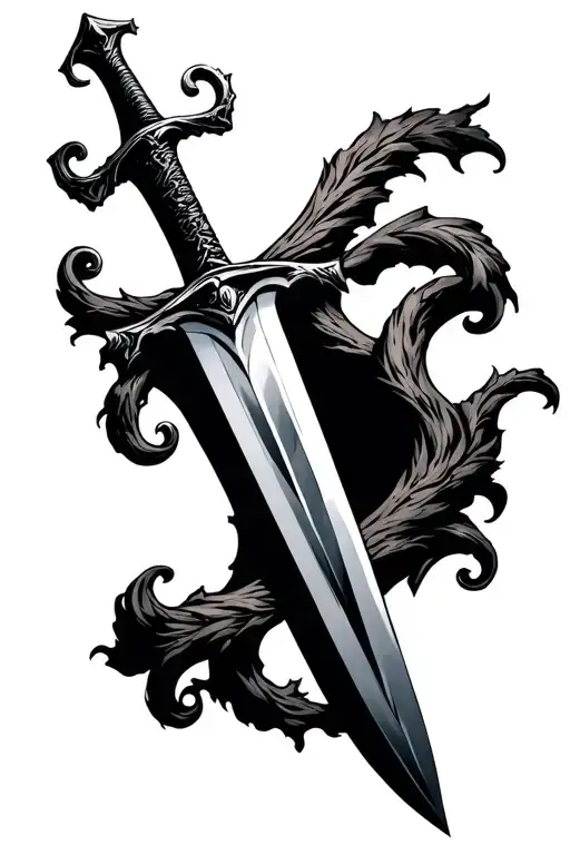 skinny long sword tattoo design idea