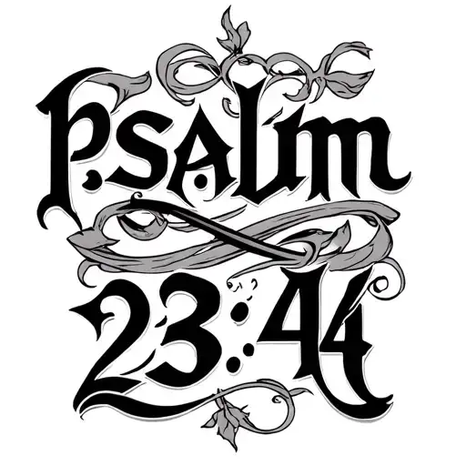 "psalm 23:4" text tattoo design idea