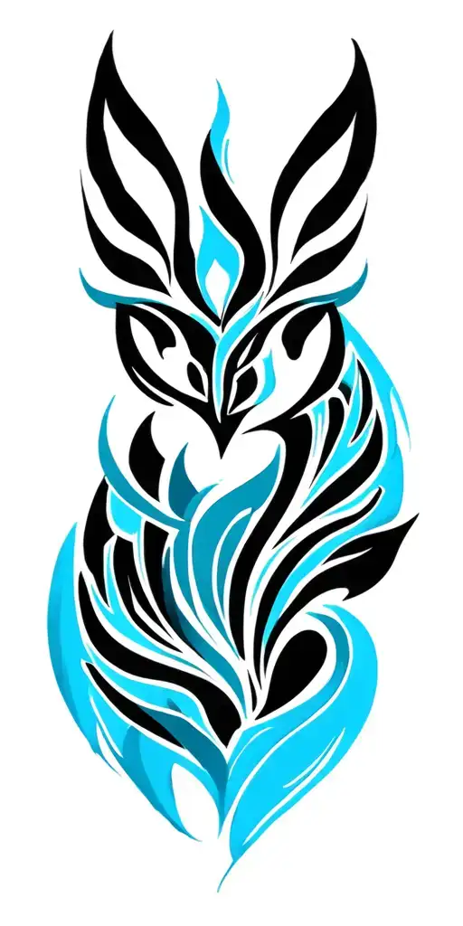 tribal patterns with a few  light blue colours tattoo design idea