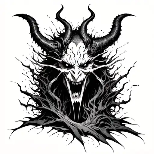 A demon that passes through the skin by tearing it away tattoo design idea