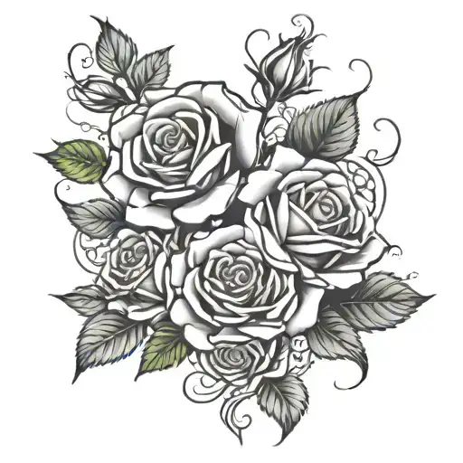 multiple roses intwined with vines tattoo design idea