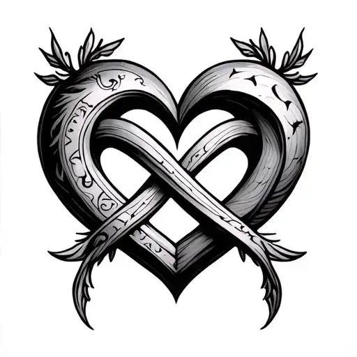 infinity heart with Aquarius and virgo zodiac sign tattoo design idea