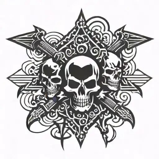 skulls and cross hammers  tattoo design idea