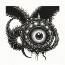anime eye centipede death tattoo design idea