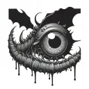 anime eye centipede death tattoo design idea