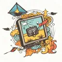 kite and television static falling tattoo design idea