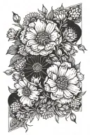 marigold and cosmos tattoo design idea