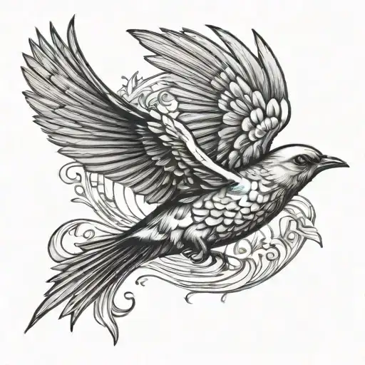 A swift bird flying tattoo design idea