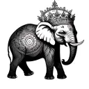 A tattoo of a elephant with a crown with the chakras on the crown and the elephant holding mother Africa and the mother  tattoo design idea