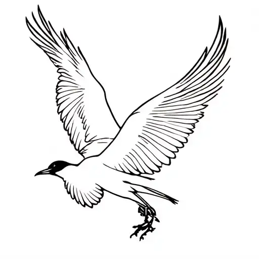 secretary bird flying tattoo design idea