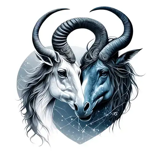 Capricorn and Aquarius constellation tattoo design idea