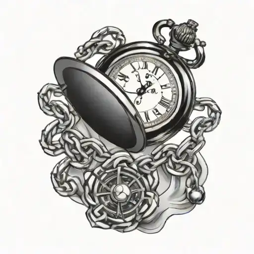 Pocket Watch With Chain tattoo design idea