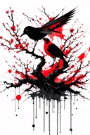 Geometry, bird, sakura tree under tattoo design idea