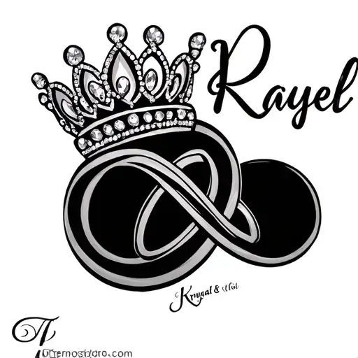 "Krystal & Raquel " infinity symbol with princess tiara tattoo design idea