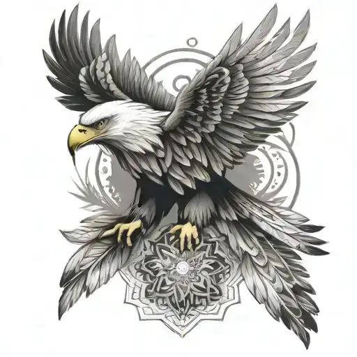mandala design with Eagle  wing for sholder Ealge wing need to come dwon form elbow tattoo design idea