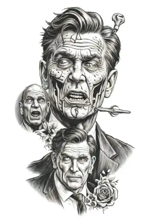 two face while saying watch who you trust tattoo design idea