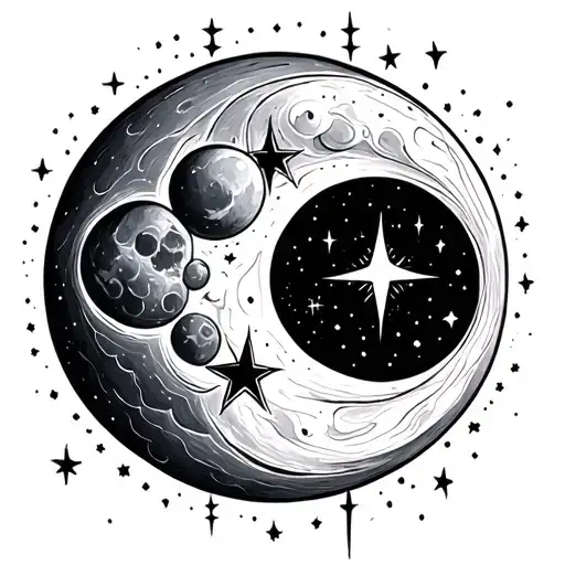 moon and stars fine line tattoo tattoo design idea