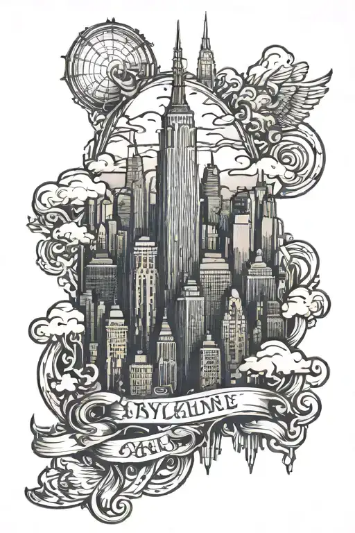 nyc skyline tattoo design idea