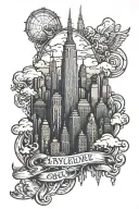 nyc skyline tattoo design idea